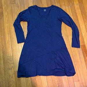 Horny Toad Soft Casual Blue Dress with asymmetrical seams.
